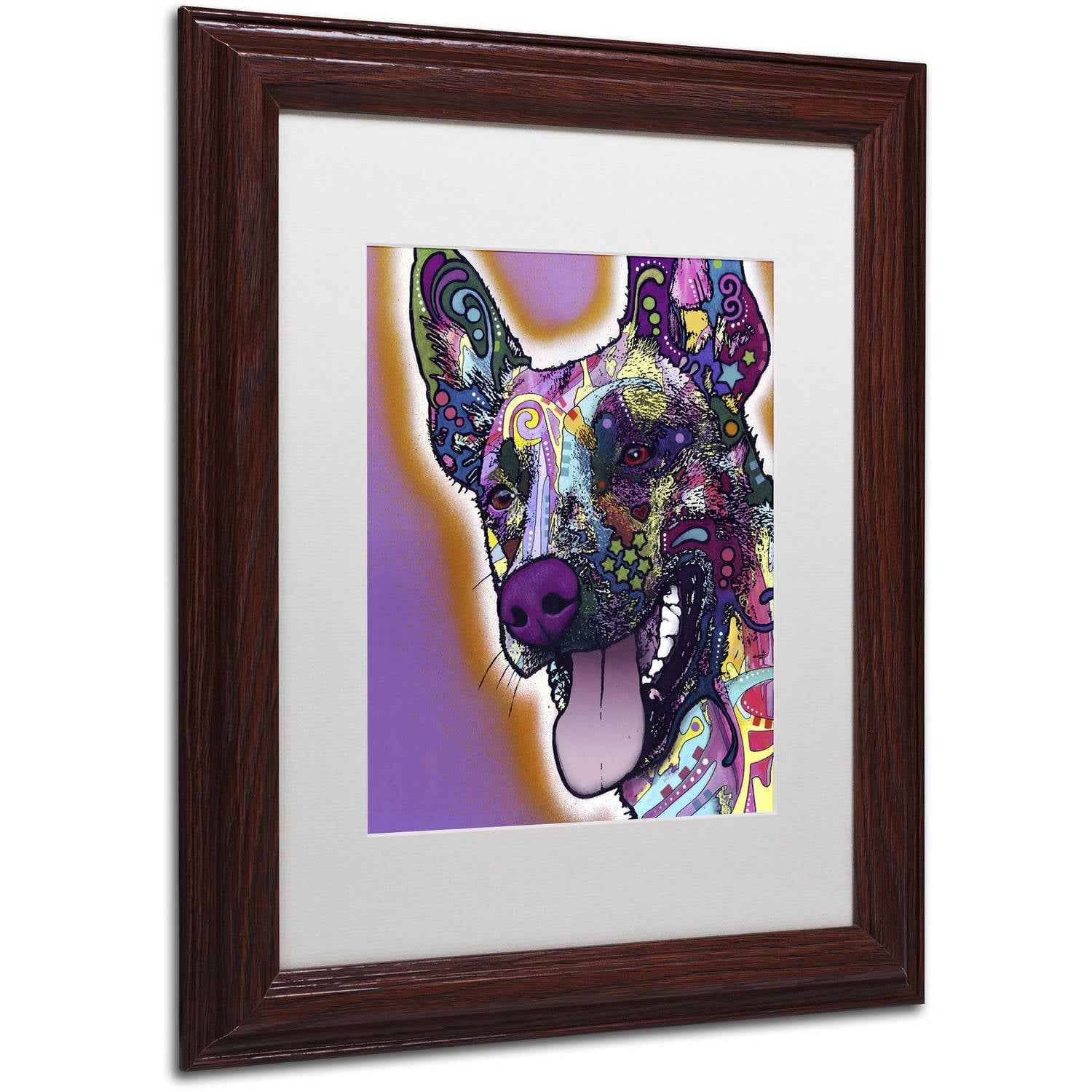Trademark Fine Art "Malinois" Canvas Art by Dean Russo, White Matte, Wood Frame