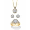 Round Pave Diamond 3-Piece Cluster Floating Halo Set 3/8 TCW in 18k Gold Plated Sterling Silver 18"-20"