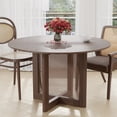 thumbnail image 2 of Cinna 46" Soild Wood Dining Table Rattan Round Kitchen Table, Walnut, 2 of 6