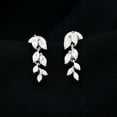 thumbnail image 3 of Rosec Jewels Lab Created Diamond Leaf Earrings (Ef-Vs Quality) - Small Dangle Earrings Screw Back - Anniversary Gift, 925 Sterling Silver, 3 of 7