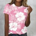 thumbnail image 2 of Sexlip Womens Fashion Casual Floral Tropical Plants Full Printed T Shirts Short Sleeve Tees Casual Blouse Tops Pink M, 2 of 4