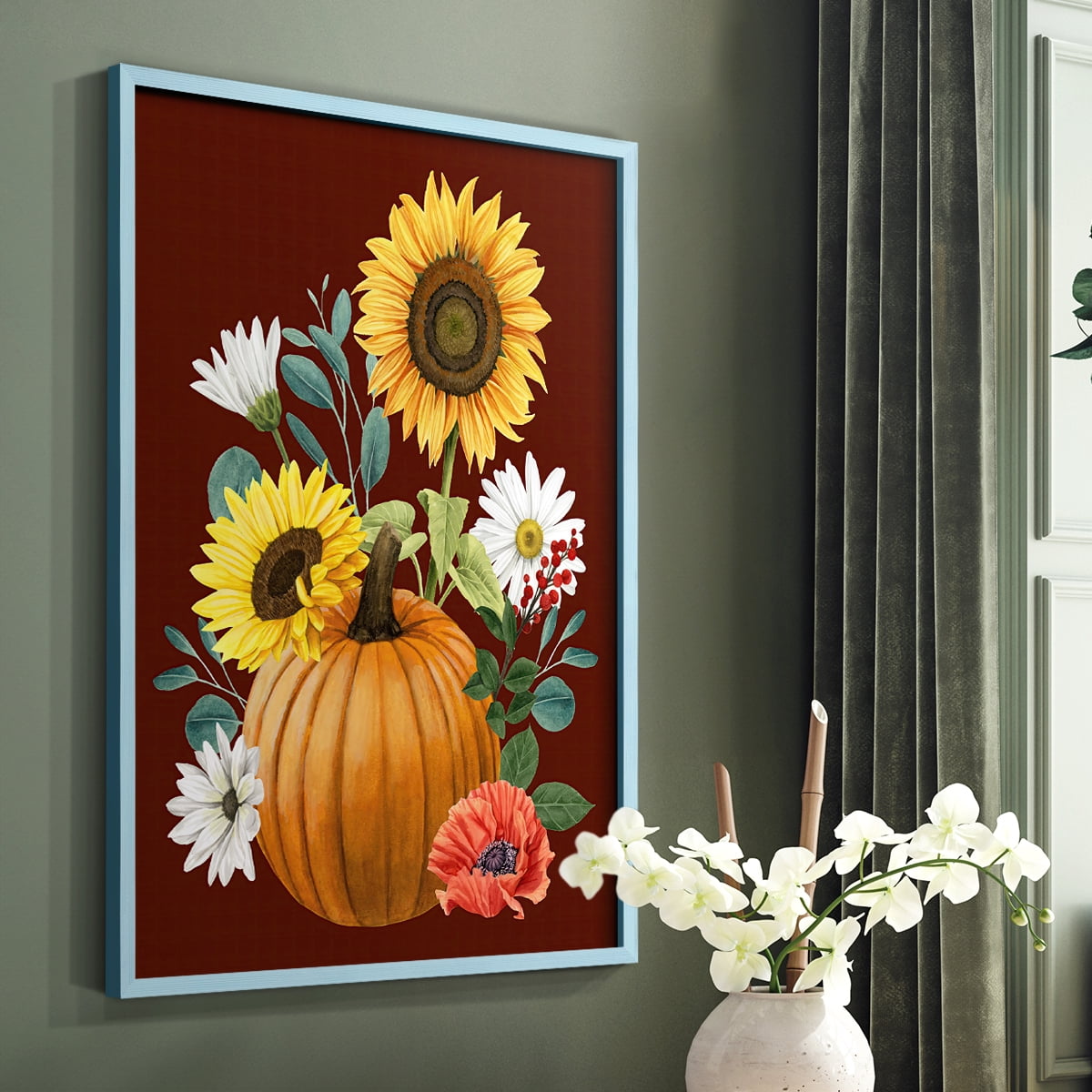 Beautiful Fall I Framed Print in Blue Solid Wood Framed Print No Nail Hanging
