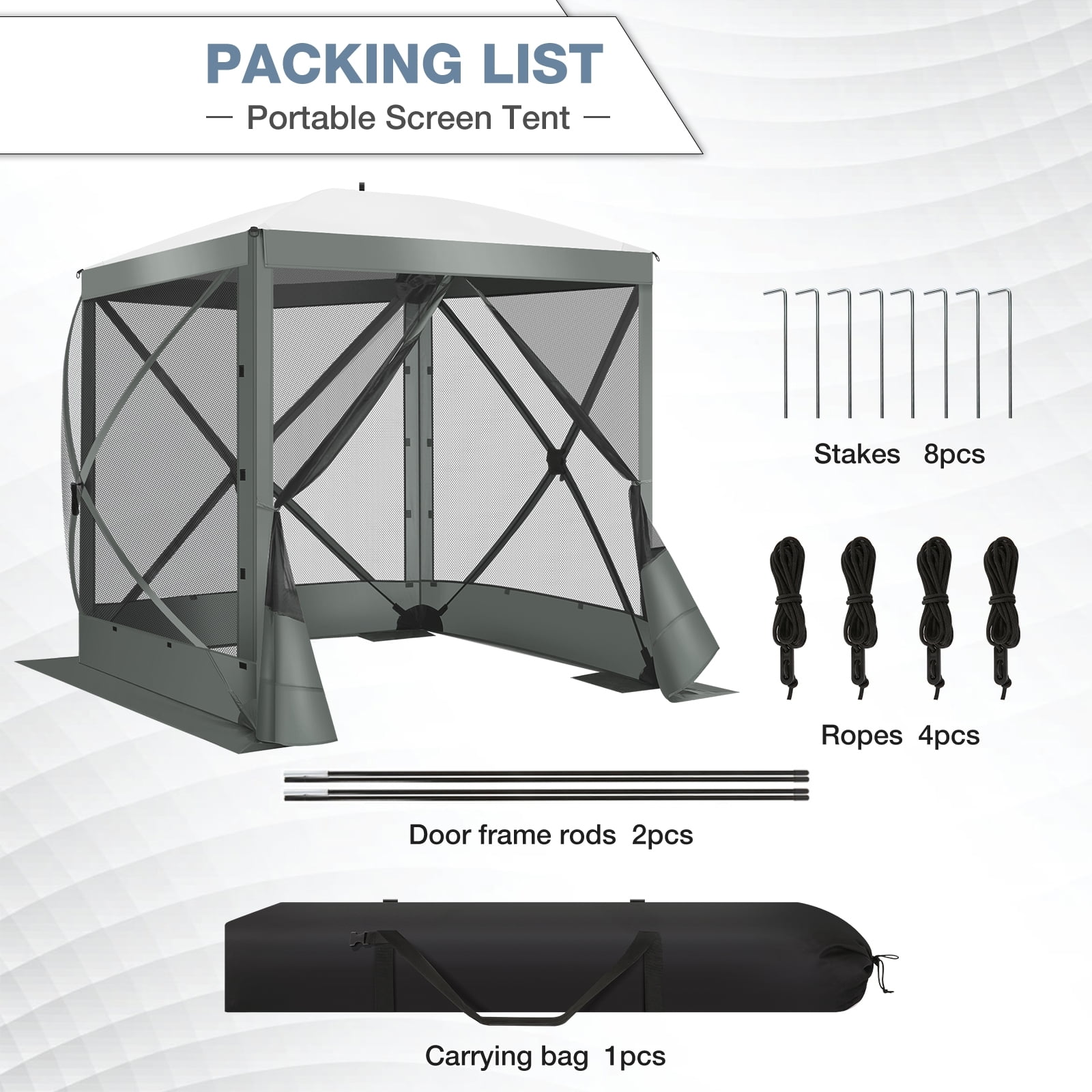 COBIZI 8x8 Pop up Gazebo, Ez up Screen Tent, Portable Outdoor Canopy Sun Shelter with Carry Bag & Ground Stakes for Camping, Garden and Picnics, Gray