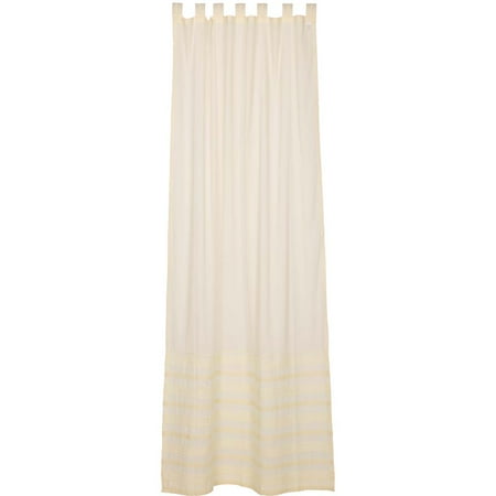 Cotton Voile Panels Creme White Farmhouse Curtains Jasmine Tab Top Cotton Tie Back(s) Embroidered Lace Voile Solid Color 108x50 Panel ()