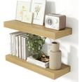 thumbnail image 1 of 24 Inch Floating Shelves for Wall Oak Shelves Set of 2,Wall Mounted Rustic Wood 8 Inch Deep Floating Shelf with Invisible Brackets for Bedroom Kitchen Living Room, 1 of 8