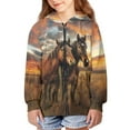 thumbnail image 4 of chaqlin Girls Horses Hoodies Size 11-13 Zip Up Hoodie Sweatshirt Boys Long Sleeve Hooded Jacket Kids Full Zip Sweater Top with Pockets Fall Winter Clothes, 4 of 7