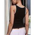 thumbnail image 5 of Womens Summer Square Neck Ribbed Slim Fitted Spaghetti Strap Tank Tops Black XL, 5 of 7