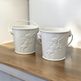 thumbnail image 5 of Charmed Set of 6 Counts Christmas Holiday White Angel Metal Tin Bucket 2.75 Inch., 5 of 5