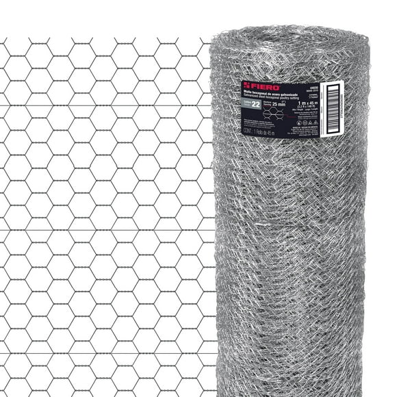Rollo de Malla Pollera Gallinera Hexagonal Galvanizada Cal. 22, 1x45 m, Abertura 25 mm, 13 kg | Malla de Acero Anticorrosiva para Gallinero, Jardín y Construcción