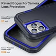 thumbnail image 5 of SaniMore for iPhone 11 Pro Max 6.7" 2019 Hybird Case, Rugged PC Back Shockproof TPU Shell Metal Hidden Kicksatnd Drop Resistant Anti-slip Heavy Duty Protective Case, Darkblue+Royalblue, 5 of 8