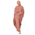 thumbnail image 3 of IBTOM CASTLE Muslim Dresses for Women, Long Sleeve Eid Islamic Prayer Jilbab Khimar Cardi Robe Middle East Maxi Abaya Dress Pink&hijab, 3 of 6