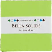Bella Solids Lime Green Moda Charm Pack; 42 - 5" Precut Fabric Quilt Squares