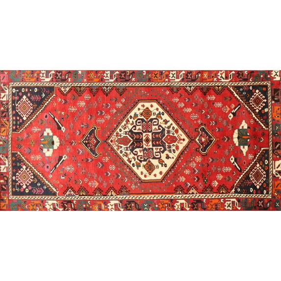 Ahgly Company Machine Washable Indoor Rectangle Traditional Orange Salmon Pink Area Rugs, 6' x 9'
