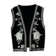 thumbnail image 1 of Chaleco corto estilo boho con bordado floral para mujer, ideal para ir de compras en vacaciones. Negro, 1 of 9