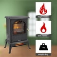 thumbnail image 3 of 1500W Infrared Electric Fireplace, Freestanding Design with Simulated Flame and Realistic Logs, Dual Quartz Heaters, Mechanical Control, US Certified, Black, 3 of 6
