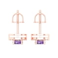 thumbnail image 4 of Clara Pucci 1.24Ct Alexandrite Round Cut VVS1 Screw Back Stud 14k Solid hypoallergenic Gold Designer Earrings For June, 4 of 7