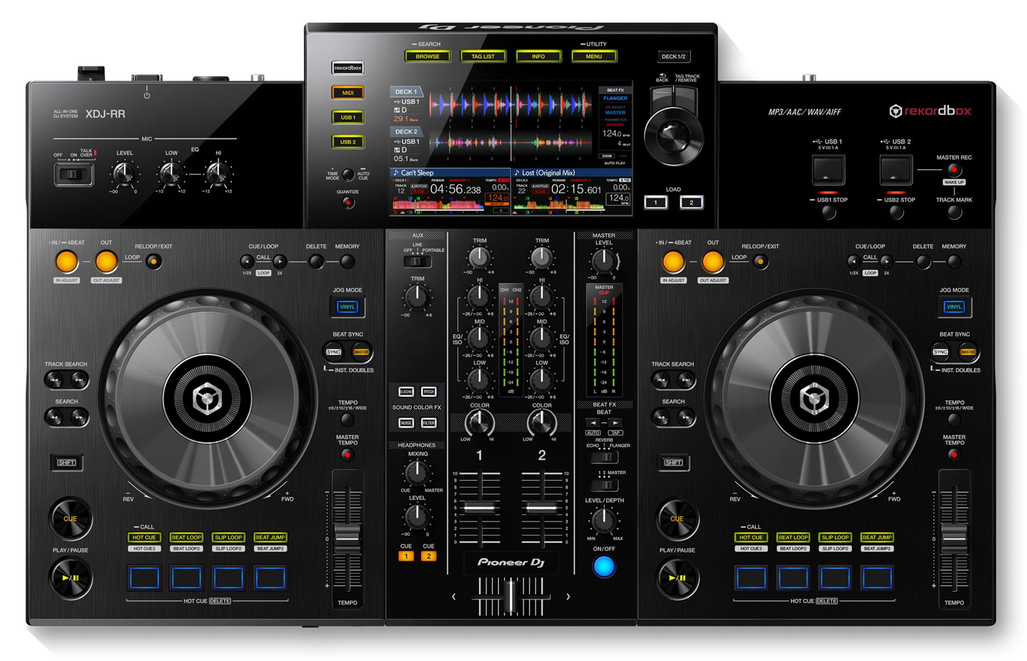 Pioneer XDJ-RR 2-Channel All-in-One DJ System - Black Bundle with Case, Headphones, and Austin Bazaar Polishing Cloth
