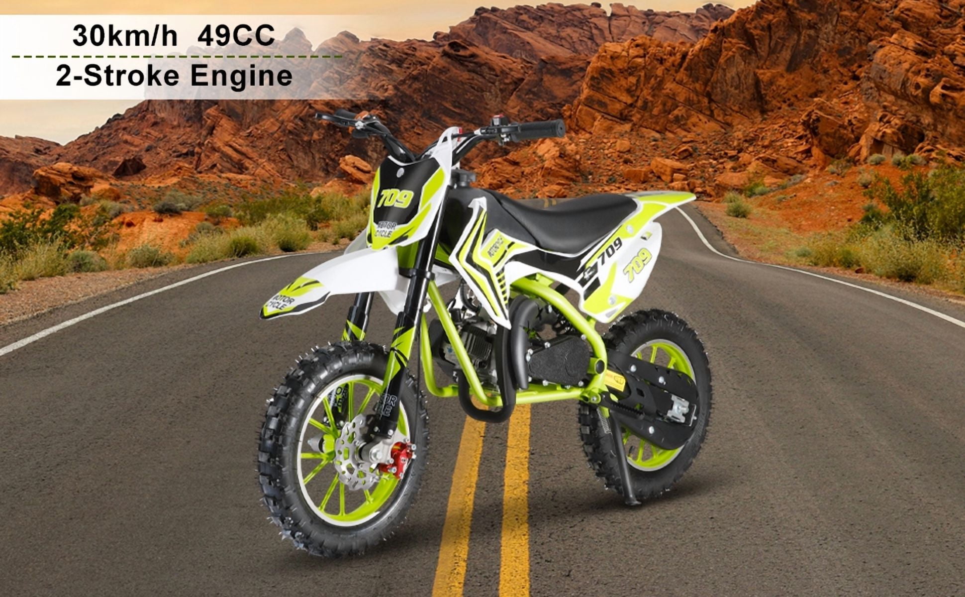 SUSUchens Kids Dirt Bike off Road Mini Motorcycle,49cc 2-Stroke Gas Power Motocross,Children Pocket Motorbike with Front Rear Disc Brakes,Maximum Speed 30km/H _green