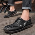 thumbnail image 6 of Mens Leather Casual Shoes Lightweight Breathable Walking Shoes Comfortable Retro Loafers Driving Office Outdoor Black 7.5 US, 6 of 7