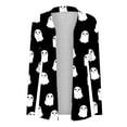 thumbnail image 4 of Cardigan Sweater for Women Lightweight Loose Casual Open Front Pumpkin/Ghost Printed Long Sleeve Jacket Outwear (Medium, Black), 4 of 5