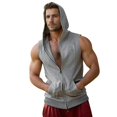 thumbnail image 2 of Daolelai Men's Hooded Zippered Sleeveless Sports Vest, 2 of 6