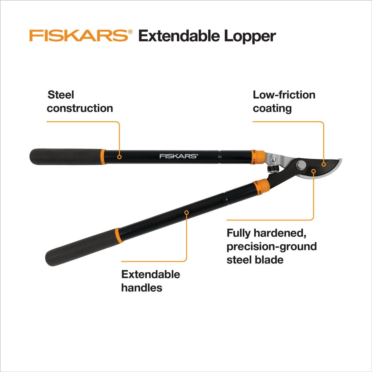 (2 pack) Fiskars Lopper Extendable Handle and Single Pivot, 25"-37" Handle Extension