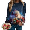 thumbnail image 6 of larppty Vintage Christmas Sweatshirts for Women Ugly Xmas Tops Santa Graphic Outfits Fashion Pullover Shirts (Blue, L), 6 of 6