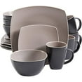 thumbnail image 1 of Gibson Elite Soho Lounge Square 16 Piece Stoneware Dinnerware Set, Black/Taupe, 1 of 4