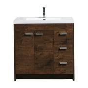 Eviva Lugano 36" Rosewood Modern Bathroom Vanity with White Integrated Acrylic Sink