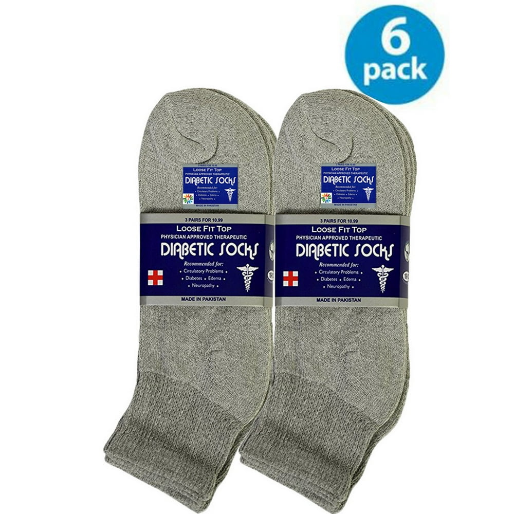 6 Pairs Mens Gray Physicians Approved Cotton