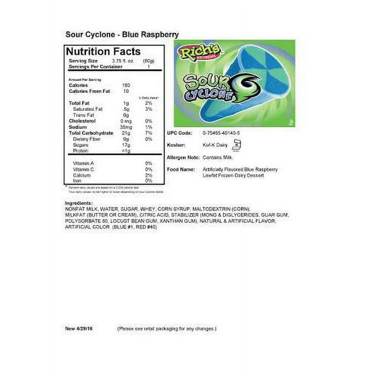RICH'S SOUR Cyclone Blue Raspberry (24 Count)
