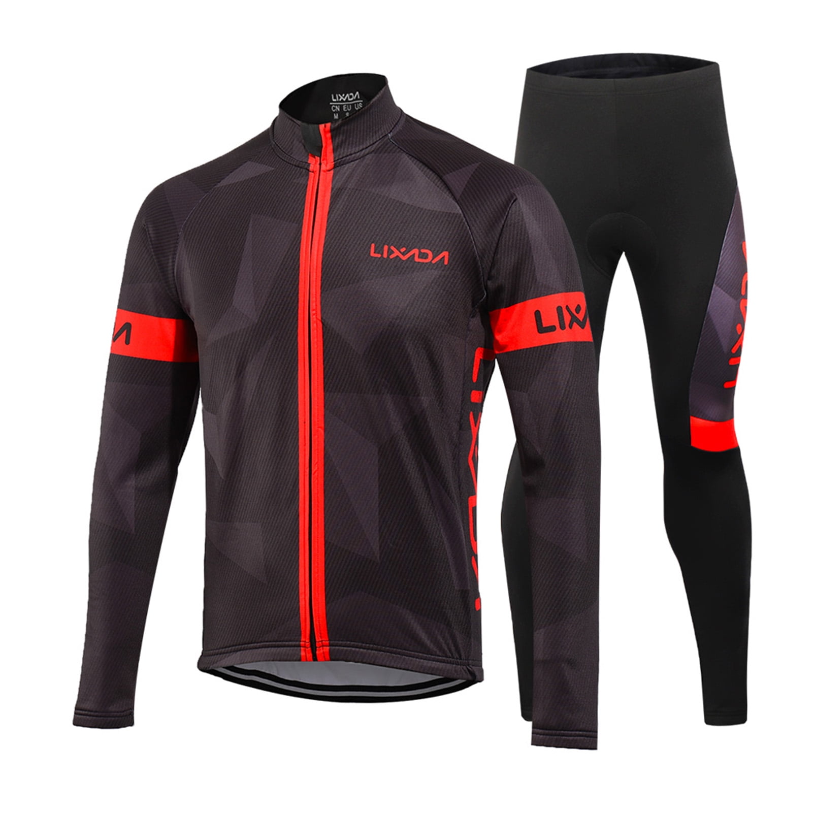 Mens Winter Thermal Fleece Cycling Long Sleeve Jersey Pants Sets Bicycle uniform 