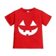 thumbnail image 3 of Gunia Halloween Tee Shirts Kids Cotton Pumpkin Graphic Print Short Sleeve Crew Neck Casual Thanksgiving Tops Toddler Boys Girls T-Shirts Red 1-13 Years, 3 of 5