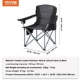 thumbnail image 5 of Camping Folding Chair for Adults, Portable Heavy Duty Outdoor Quad Lumbar Back Padded Arm Chairs with Side Pockets, Cup Holder and Cooler Bag for Beach, Lawn, Picnic, Fishing, Backpacking, Black, 5 of 9