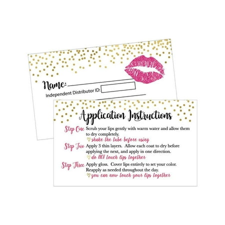 25 Lipstick Business Marketing Cards, How To Apply Application Instruction Tips Lip Sense Distributor Advertising Supplies Tool Kit Items, Makeup Party For Lipsense Younique Mary Kay Avon Amway (Younique Best Sellers 2019)