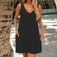 thumbnail image 4 of SMihono Stylish Womens Summer Dresses Trendy V Neck Sleeveless Sun Dresses Boho Tank Dress Casual Loose Fit Beach Dress with Pockets Black XL, 4 of 6