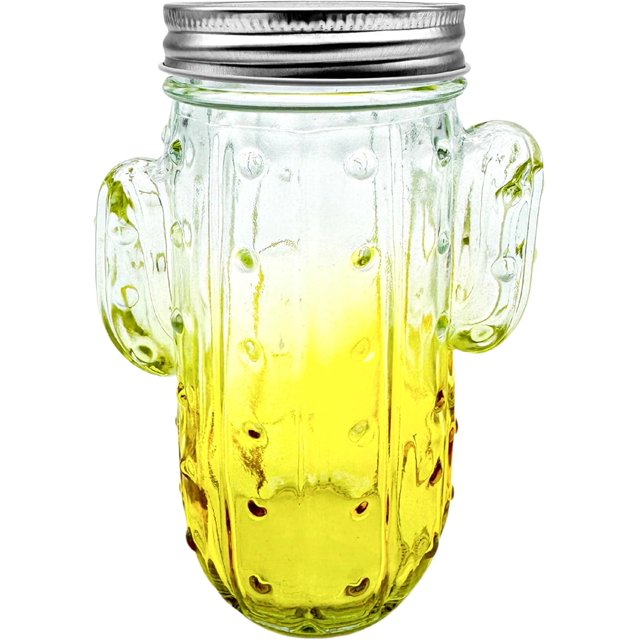 14 oz Colorful Cactus Glass Mason Jar \u2013 Mix & Match 6 Vibrant Colors, Large & Durable! (Yellow)