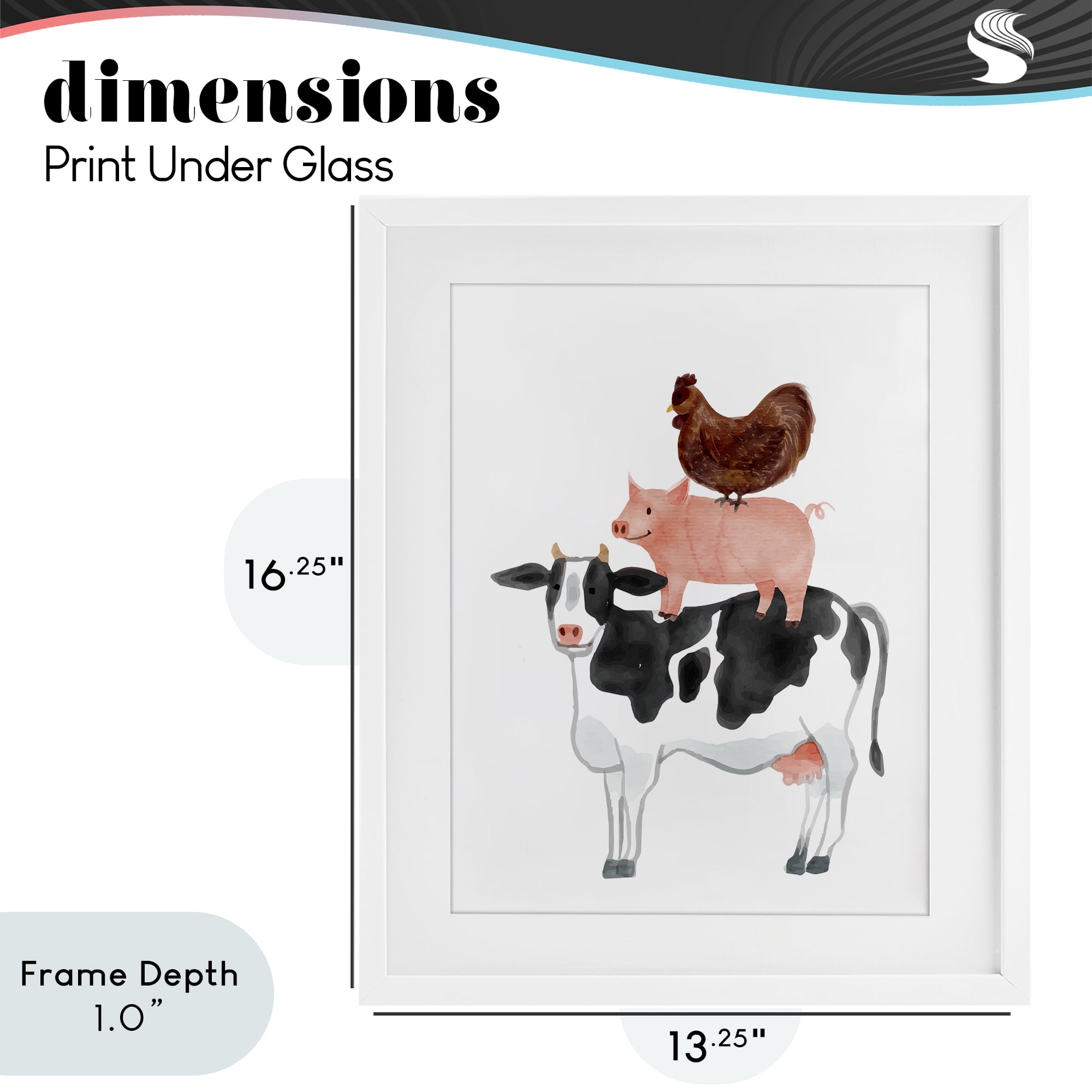 Stupell Industries Farm Animal Stack Whimsy White Framed Print Under Glass, design by Kim Allen