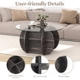 thumbnail image 4 of 35" Modern Round Coffee Table with Tempered Glass Top and Solid Wood Base, Unique Circle Center Table for Living Room,Black, 4 of 8