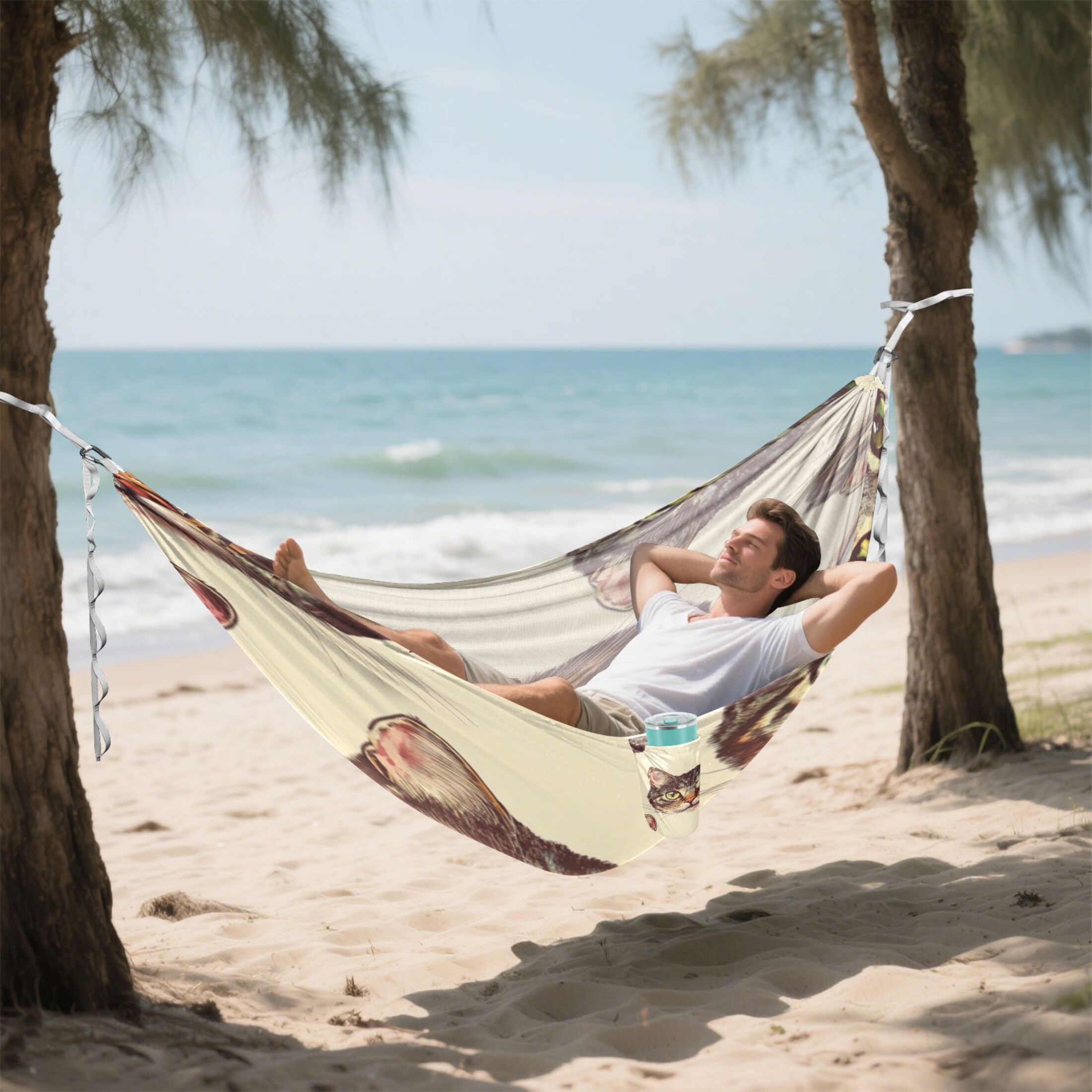 Hammock Camping Hammock Nylon Portable Hammock Travel Camping Hammock Brown Cat Face