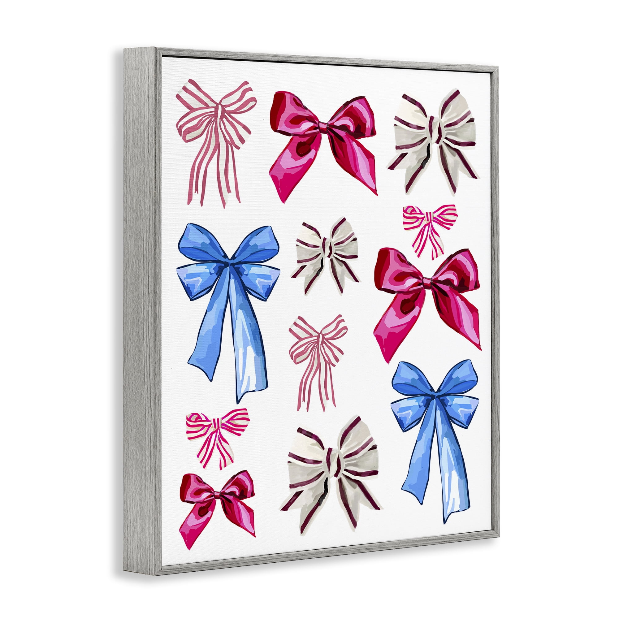 Stupell Industries Varied Fashion Ribbons Beauty & Fashion Painting Gray Framed Art Print Wall Art, 24 x 30