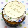 thumbnail image 4 of GFDYREE Round Happy Easter Cupcake Toppers, 20pcs Gold Cake Topper Easter Cake Topper with Ribbon Acrylic Cake Party Decorations for Easter Day, 4 of 4