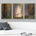 thumbnail image 3 of wall26 - 3 Piece Framed Canvas Wall Art - Fallow Deer Standing in a Dreamy Misty Forest, with Beautiful Moody Light - Modern Home Art Stretched and Ready to Hang - 16"x24"x3 White, 3 of 5