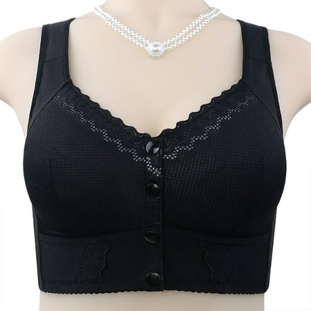 Clearance Sale! Bras for Women No Underwire Sports Bras for Women Moona Bra for Senior Front Closure Breathable Bra for Seniors Wirefree Bras for Older Women Black 48