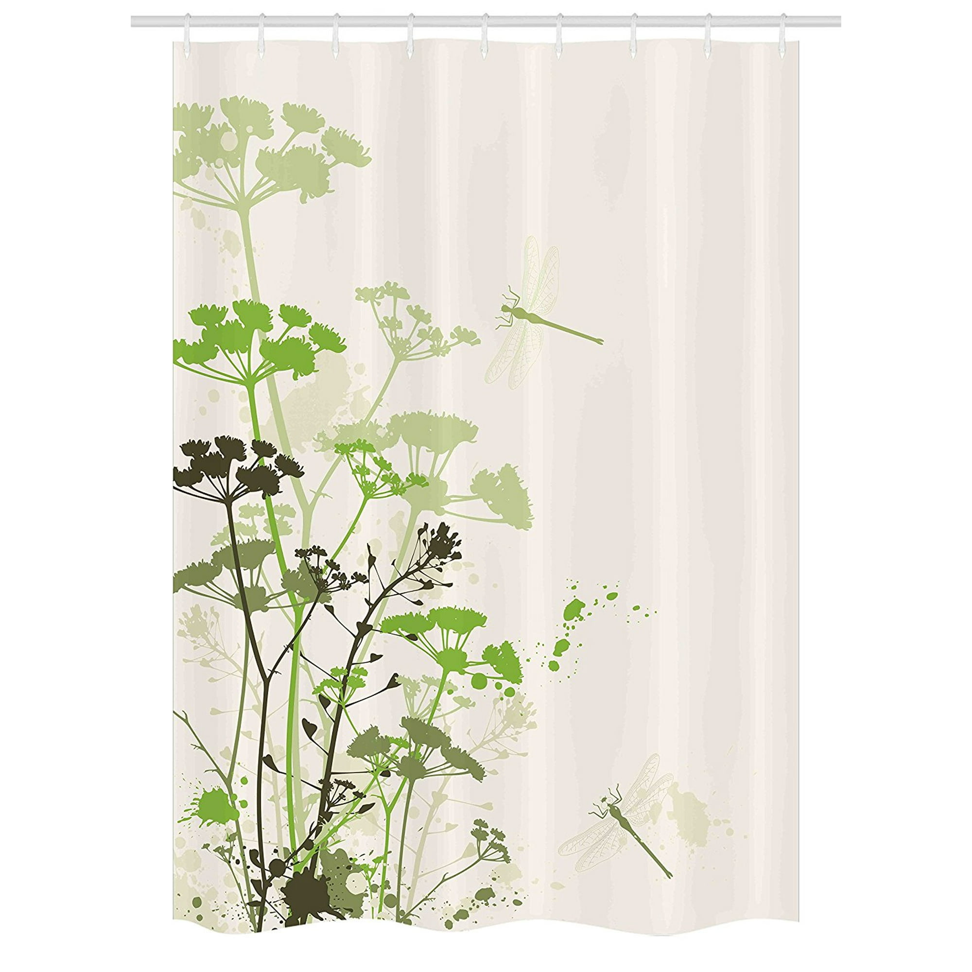 Dragonfly Stall Shower Curtain By Minimalist Foliage And Herbs