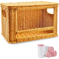 Waxgamo Large Trash Bag Dispenser, Rattan Garbage Bag Holder & Roll Organizer, Extra Large Trash Bag Storage for 13-33 Gallon Bags | Under Sink Organizer, Pantry & Kitchen Basket