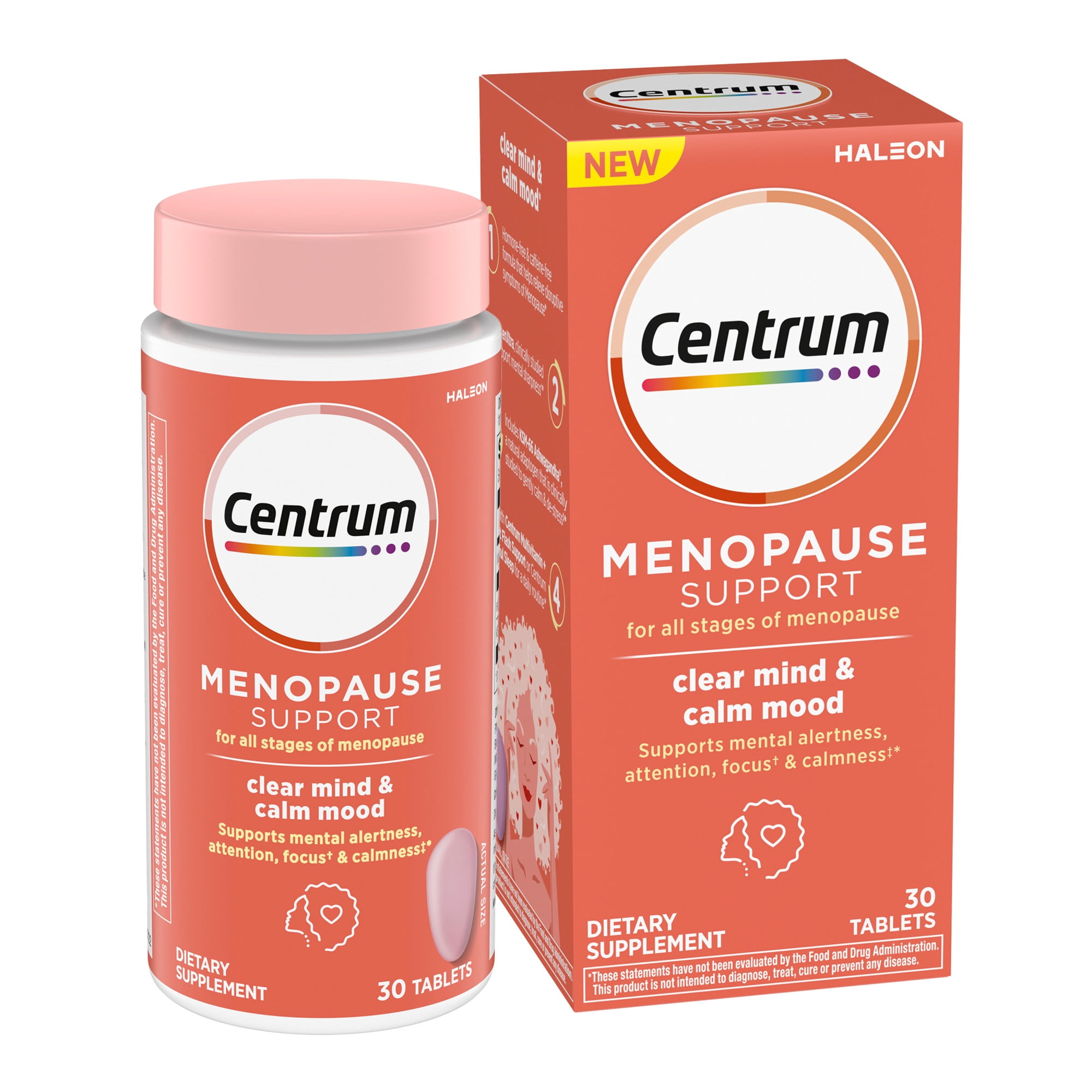 Centrum Menopause Support Complete Womens Multivitamin Supplement for Clear Mind and Calm Mood Support, Tablets, 30 Count