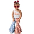 thumbnail image 2 of Gerichy Toddler Girl 4th of July Outfits One Shoulder Tank Tops Star Stripes Flag Bell-Bottom Pants Independence Day Clothes, 2 of 6