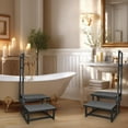 thumbnail image 4 of 2-Step Stool with Handle for Elderly, Heavy Duty Non-Slip Step Stool for High Beds/Bathtub/Kitchen, Wide Anti-Slip Platform, Supports 450 lbs, 4 of 17