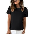 thumbnail image 3 of Fanxing Plus Size Summer Tops For Women Black Slimming Short Sleeve Tees Shirts, 3 of 8